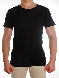 Однотонная черная мужская футболка из высококачественного хлопка с круглым вырезом горловины Sis A2101 черный